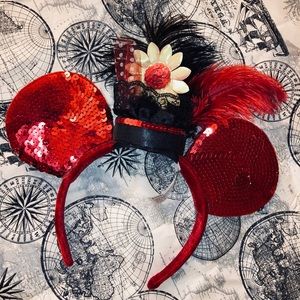 Red Sequins Flower Minnie Ears
